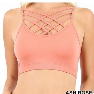 Zenana Outfitters Ash Rose Crisscross Bralette